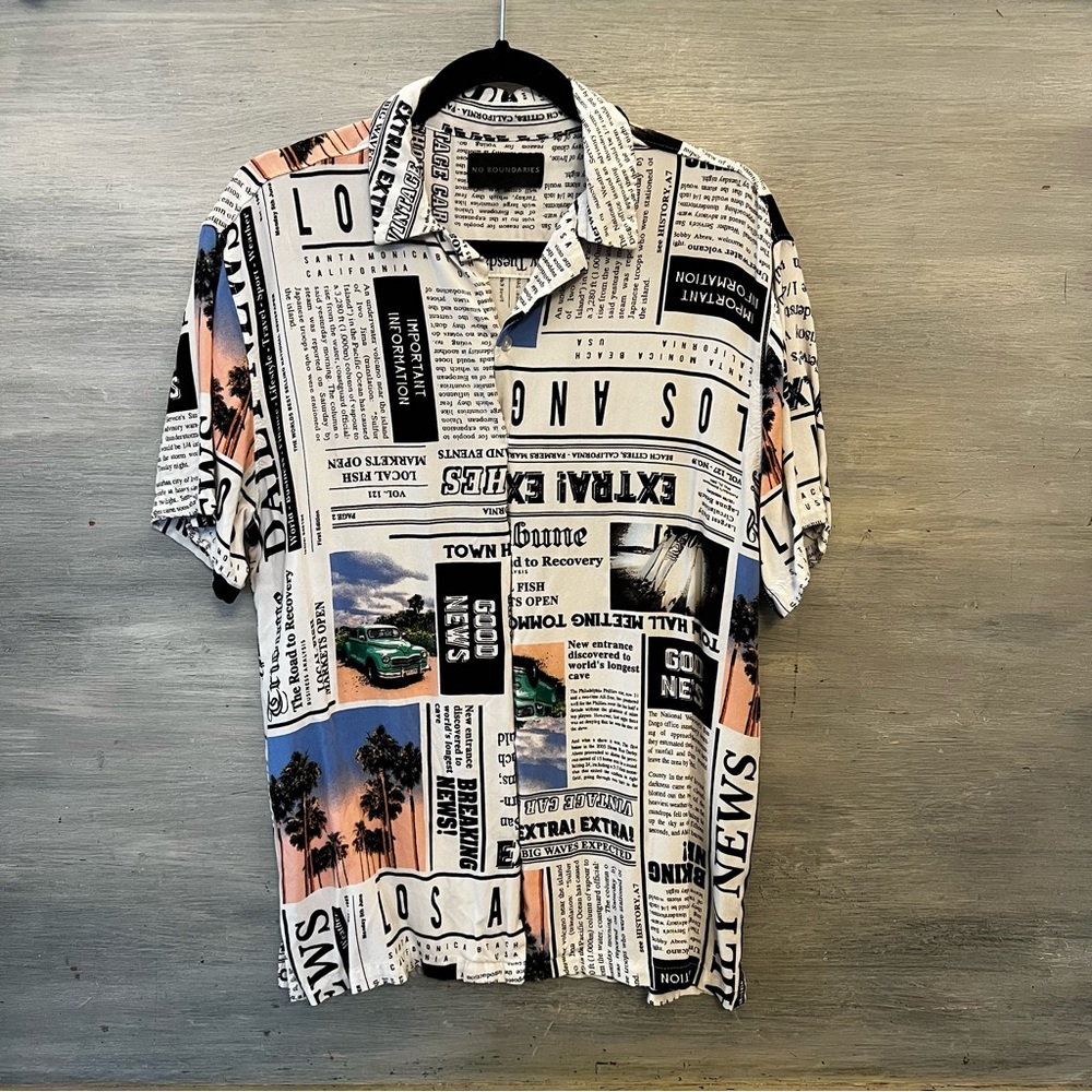 No Boundaries Black and White Casual Button Down Shirt
